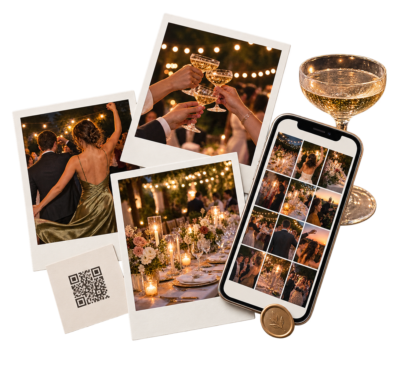 Spontane evenementfoto’s, een telefoon en QR-code