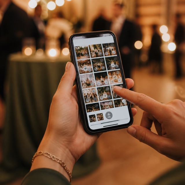 Een gast selecteert foto’s om te uploaden